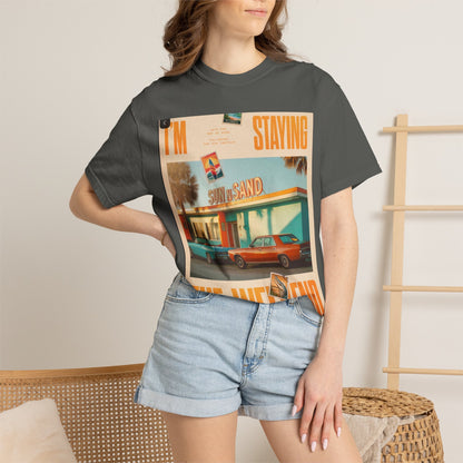 Weekend Staycation Vintage T-Shirt — "I'm Staying the Weekend" Retro Diner Design