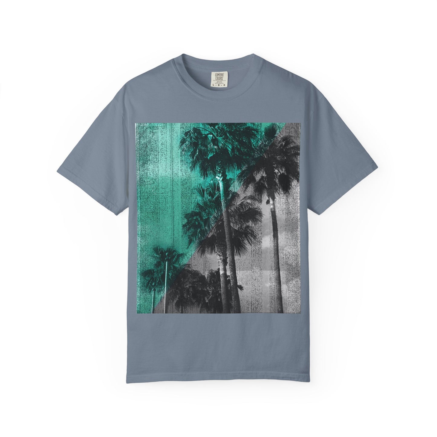 Palm Trees Photo Tee — Vintage Teal Sunset T-Shirt