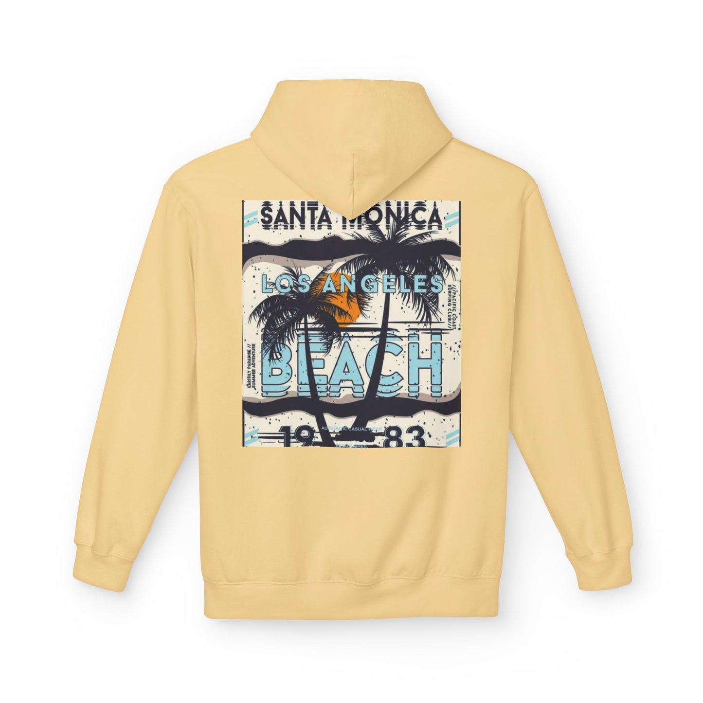 Santa Monica Beach Vintage Fleece Hoodie - Unisex, Cozy Casual Wear, Perfect for Beach Lovers, Summer Vibes, Travel Souvenir, Birthday Gift