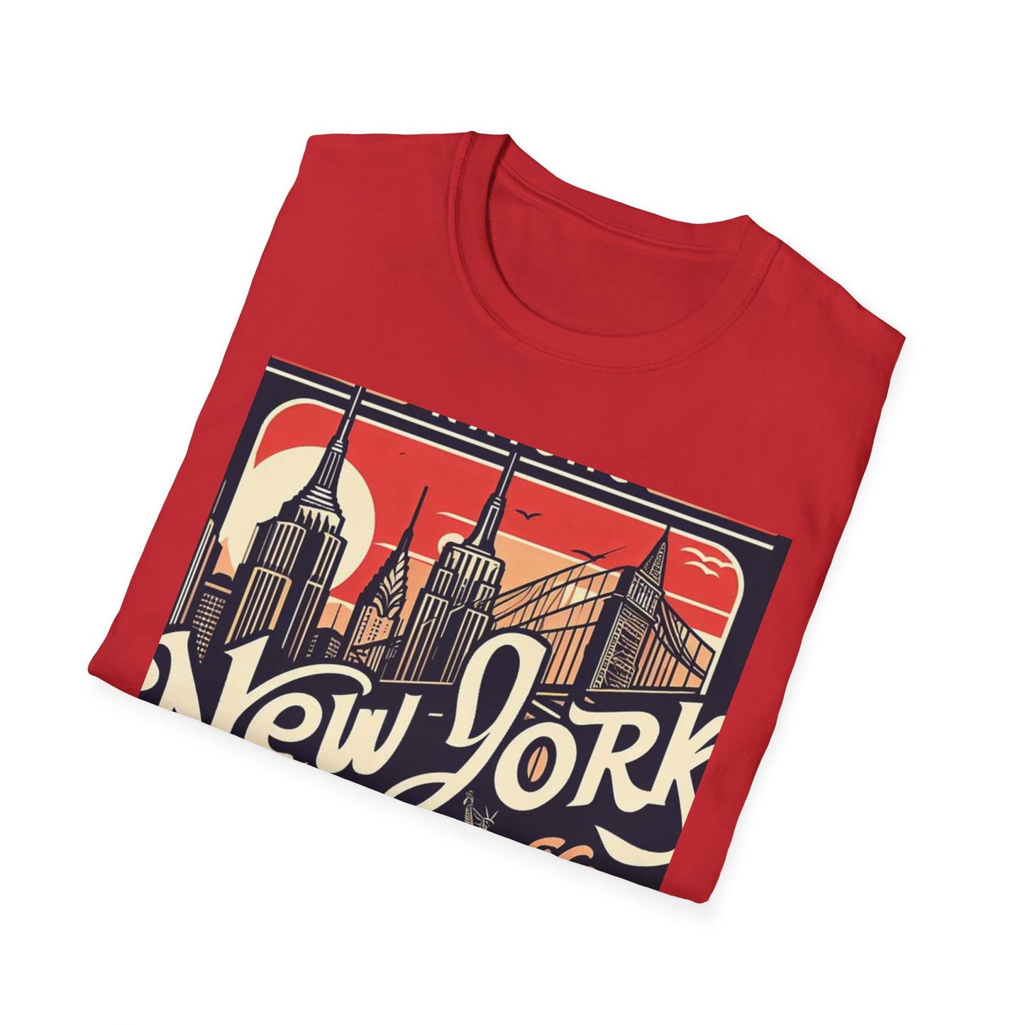 NYC Vintage T-Shirt, Unisex Softstyle Tee, New York City Shirt, Travel Souvenir Gift, Casual Wear for Tourists