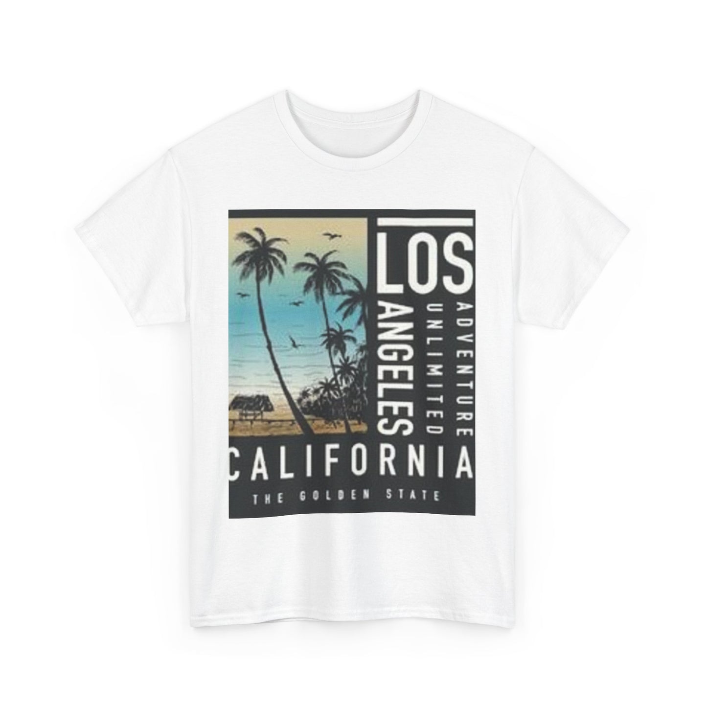 California Adventure Unisex Heavy Cotton Tee, Summer Style Shirt, Beach Vacation Top, Los Angeles Gift, Travel Apparel