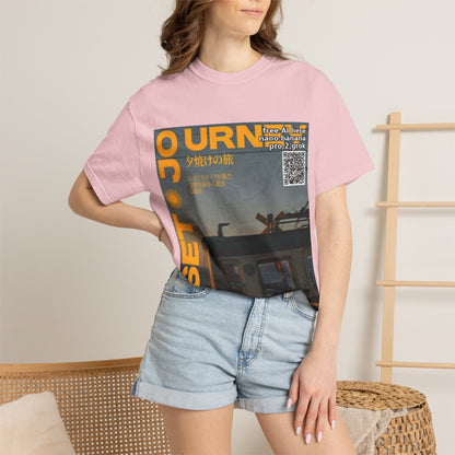 Sunset Train Graphic T-Shirt — Japanese Retro Transit Poster Tee