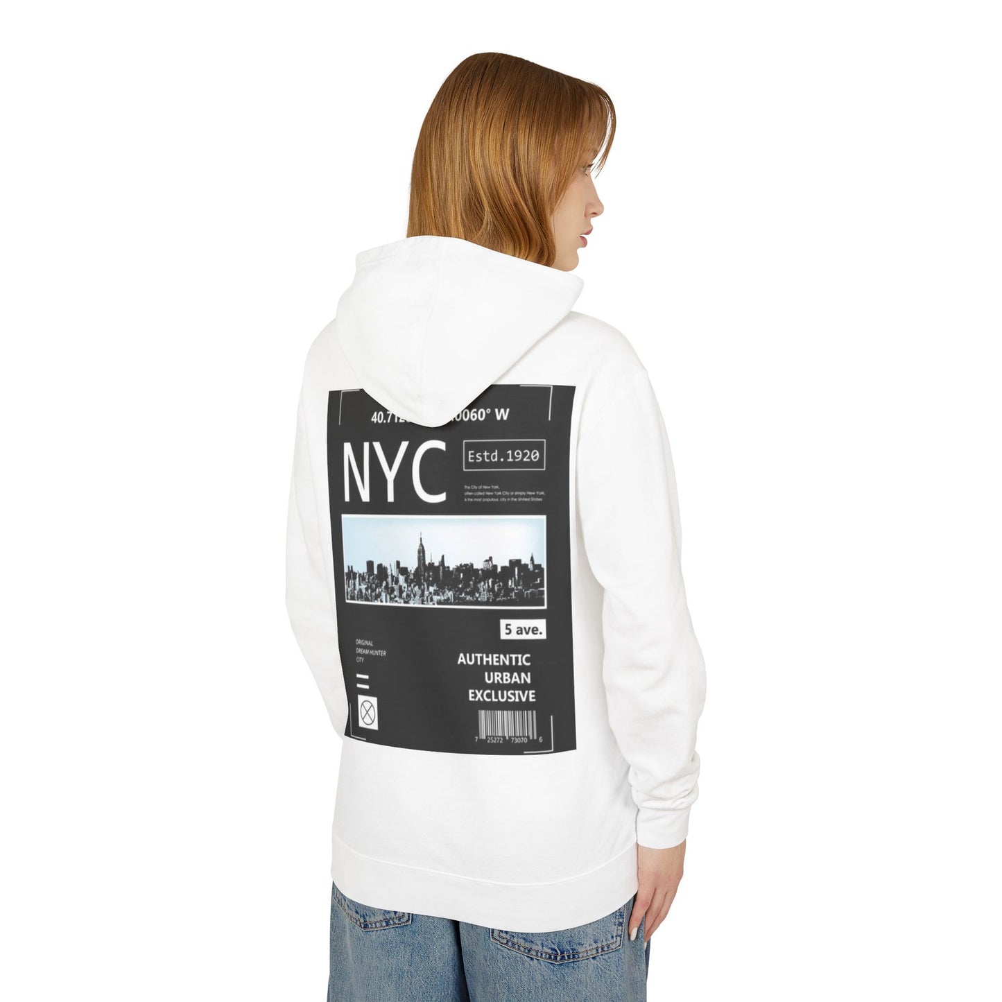 NYC Urban Graphic Lightweight Hoodie, Unisex Sweatshirt, Streetwear, Gift for Travelers, Casual Wear, Cool Weather Top