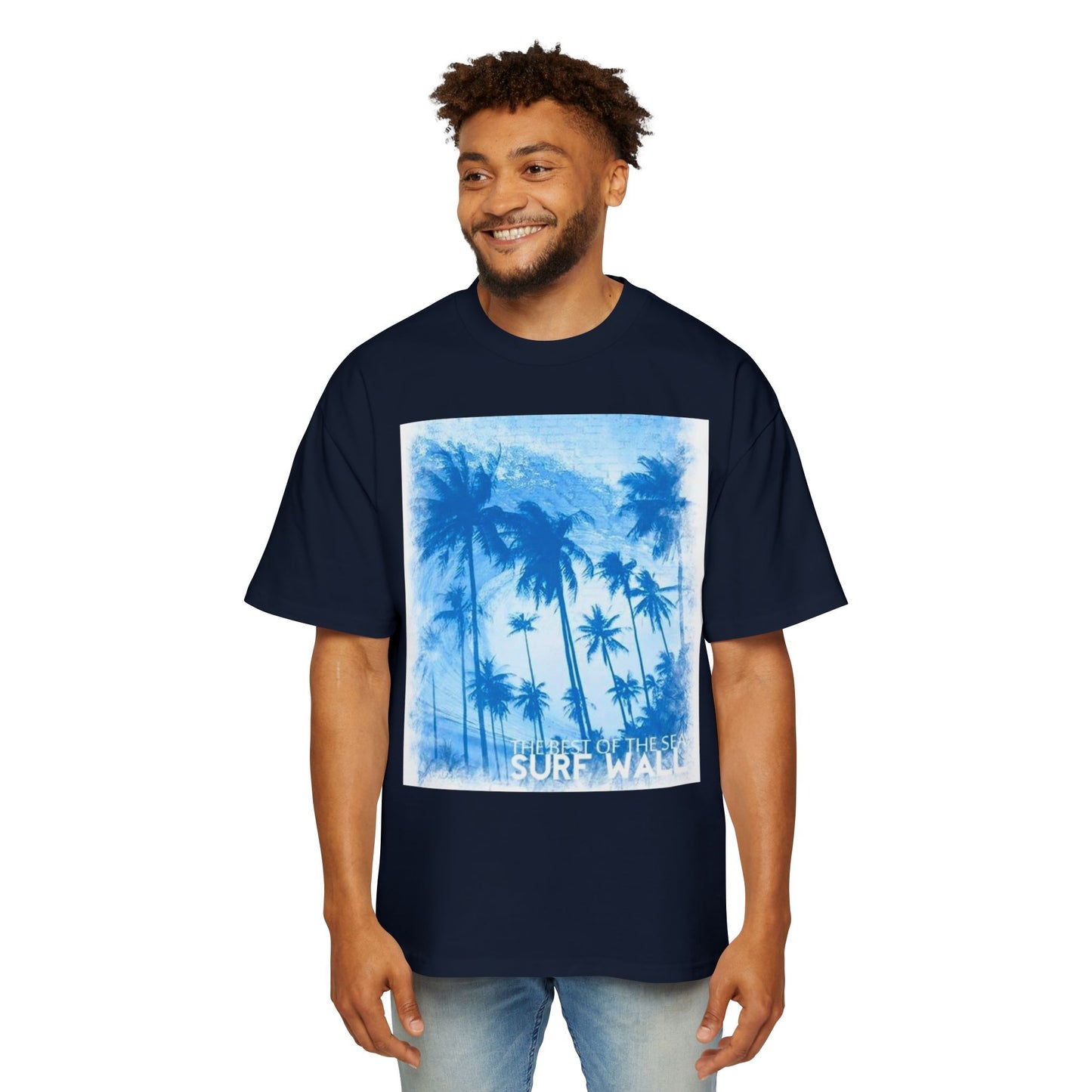 Surf Palm Tee — Blue Tropical Graphic T-Shirt