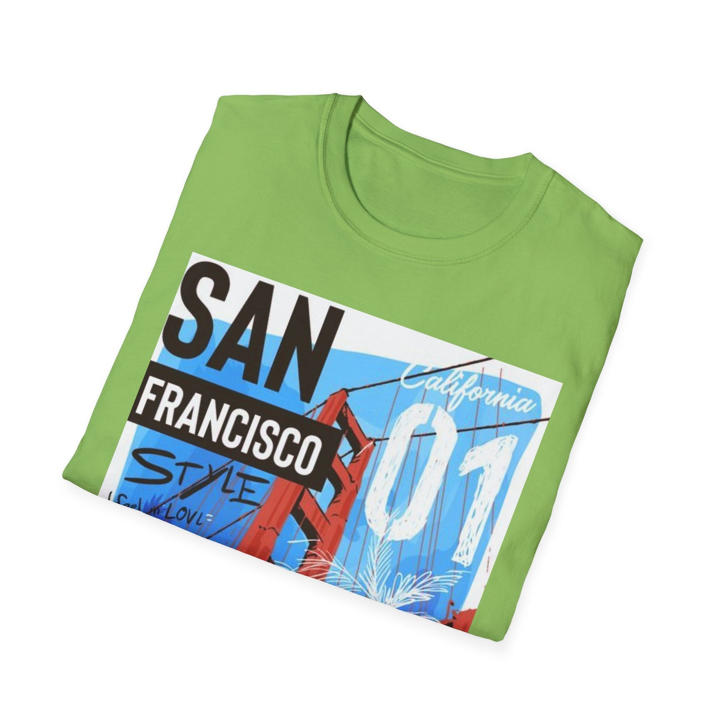 San Francisco Graphic Unisex Softstyle T-Shirt - California Vibe, Perfect for Beach Lovers