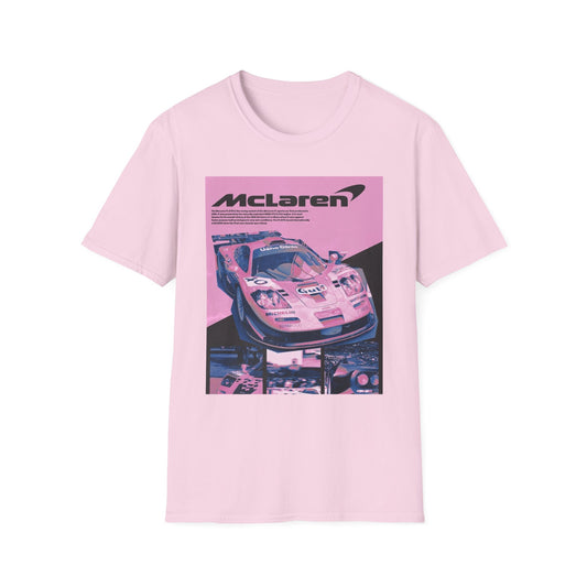 Retro McLaren Racing T-Shirt - Unisex Softstyle Tee for Car Enthusiasts