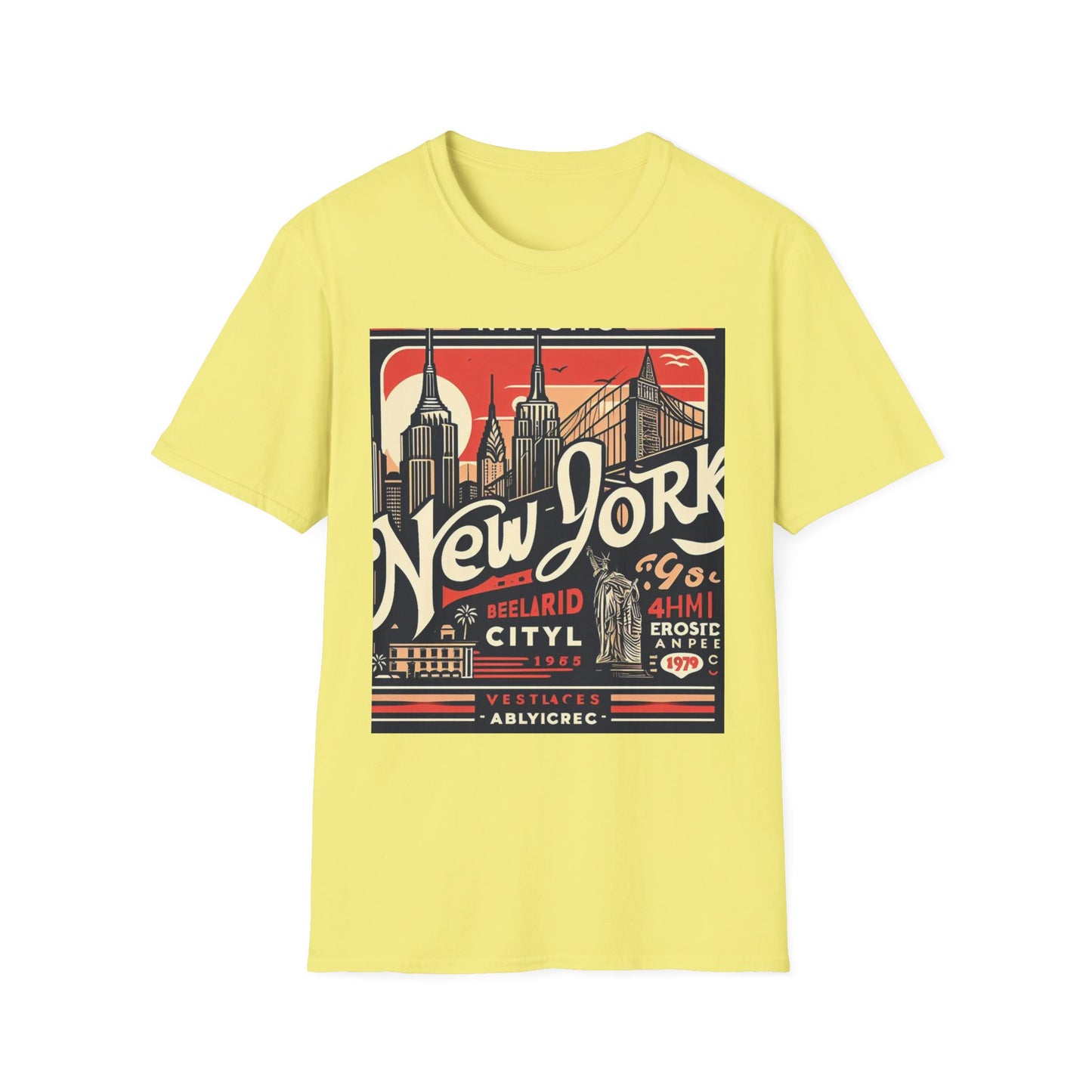 NYC Vintage T-Shirt, Unisex Softstyle Tee, New York City Shirt, Travel Souvenir Gift, Casual Wear for Tourists