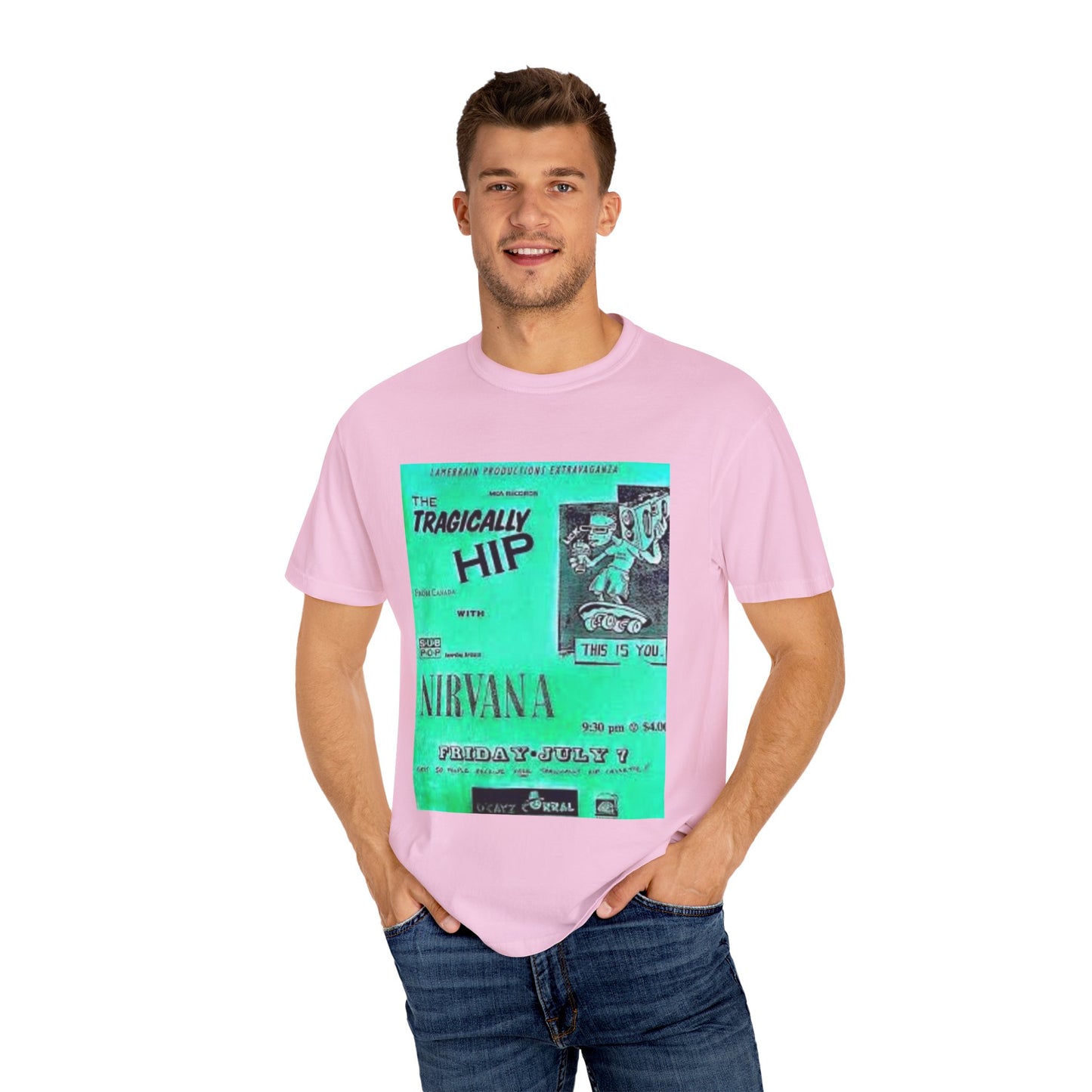 Retro Band Graphic T-Shirt - Nirvana & Tragically Hip Design