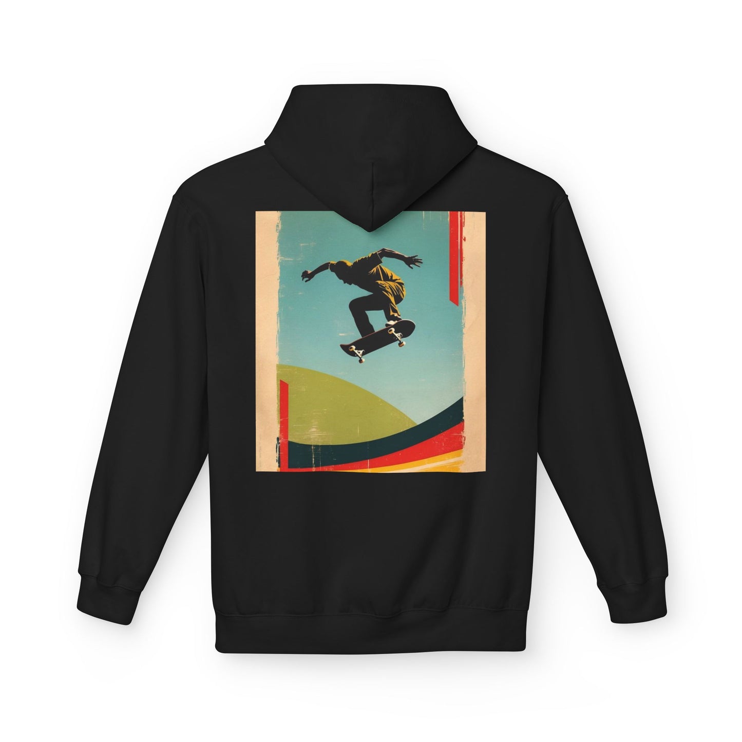 Retro Skateboarder Fleece Hoodie - Unisex Softstyle Pullover