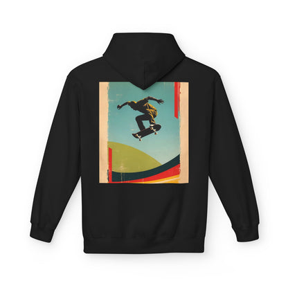 Retro Skateboarder Fleece Hoodie - Unisex Softstyle Pullover