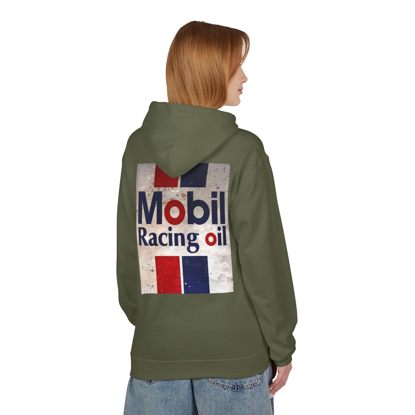 Retro Mobil Racing Oil Fleece Hoodie for Motorsport Enthusiasts