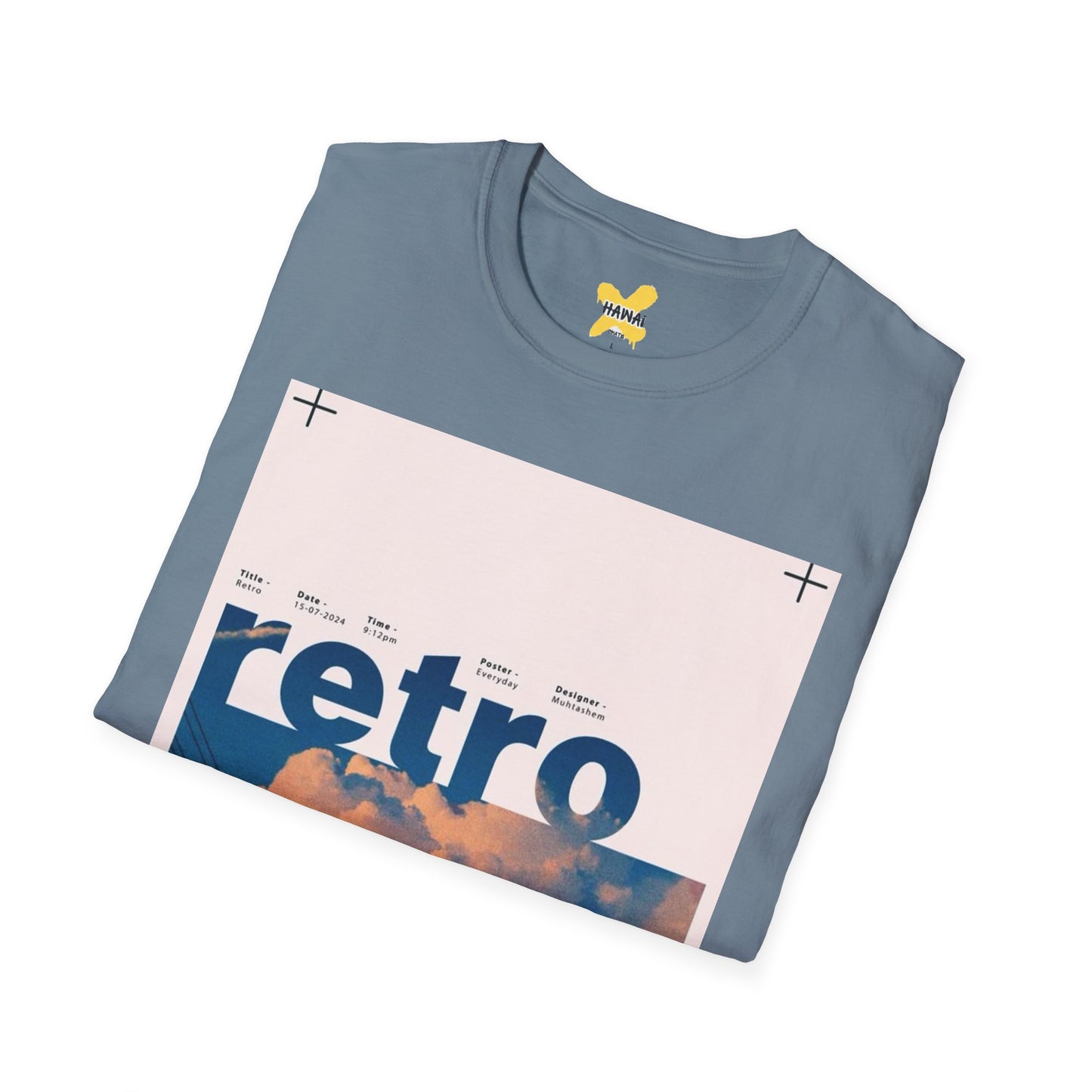 Retro Aesthetic Unisex Softstyle T-Shirt - Vintage Clouds & Texture Design