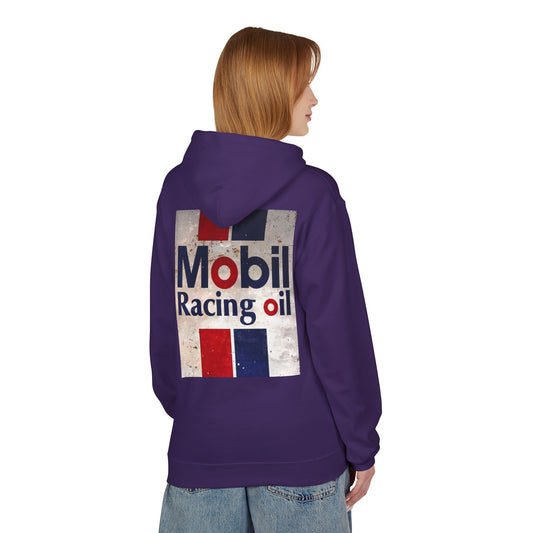 Retro Mobil Racing Oil Fleece Hoodie for Motorsport Enthusiasts