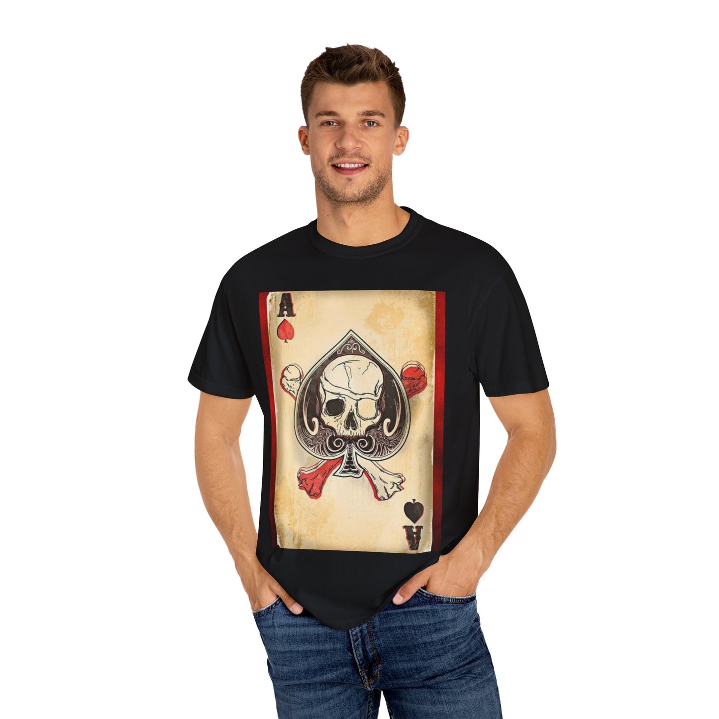 Vintage Skull & Ace of Spades Unisex T-Shirt - Perfect for Gamers and Rock Fans