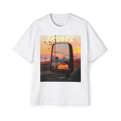 Travel Sunset Tee — Retro Roadside Mirror Graphic T-Shirt