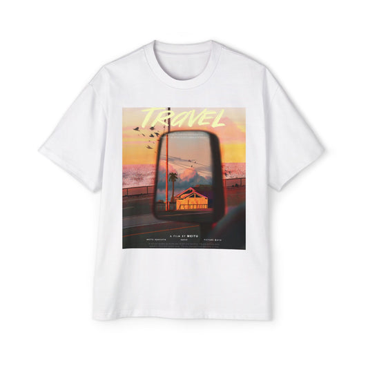 Travel Sunset Tee — Retro Roadside Mirror Graphic T-Shirt