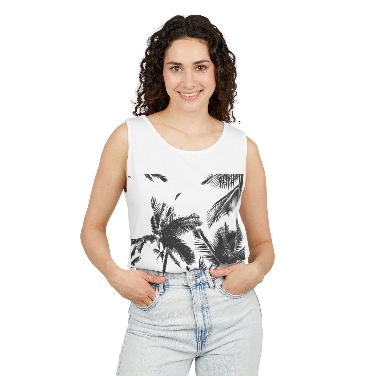 Tropical Palm Tank Top | Summer Vibes | Unisex Beachwear, Casual Top, Vacation Essential, Gift for Him or Her, Relaxed Fit