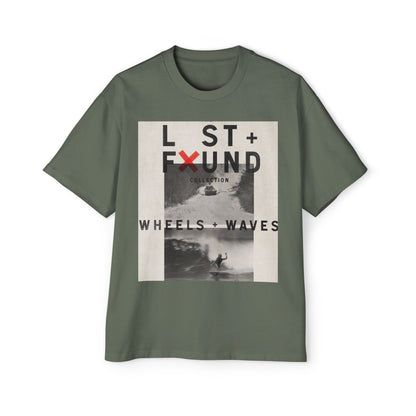 Lost & Found 'Wheels + Waves' Graphic Tee — Oversized Men's Surf Skate Shirt
