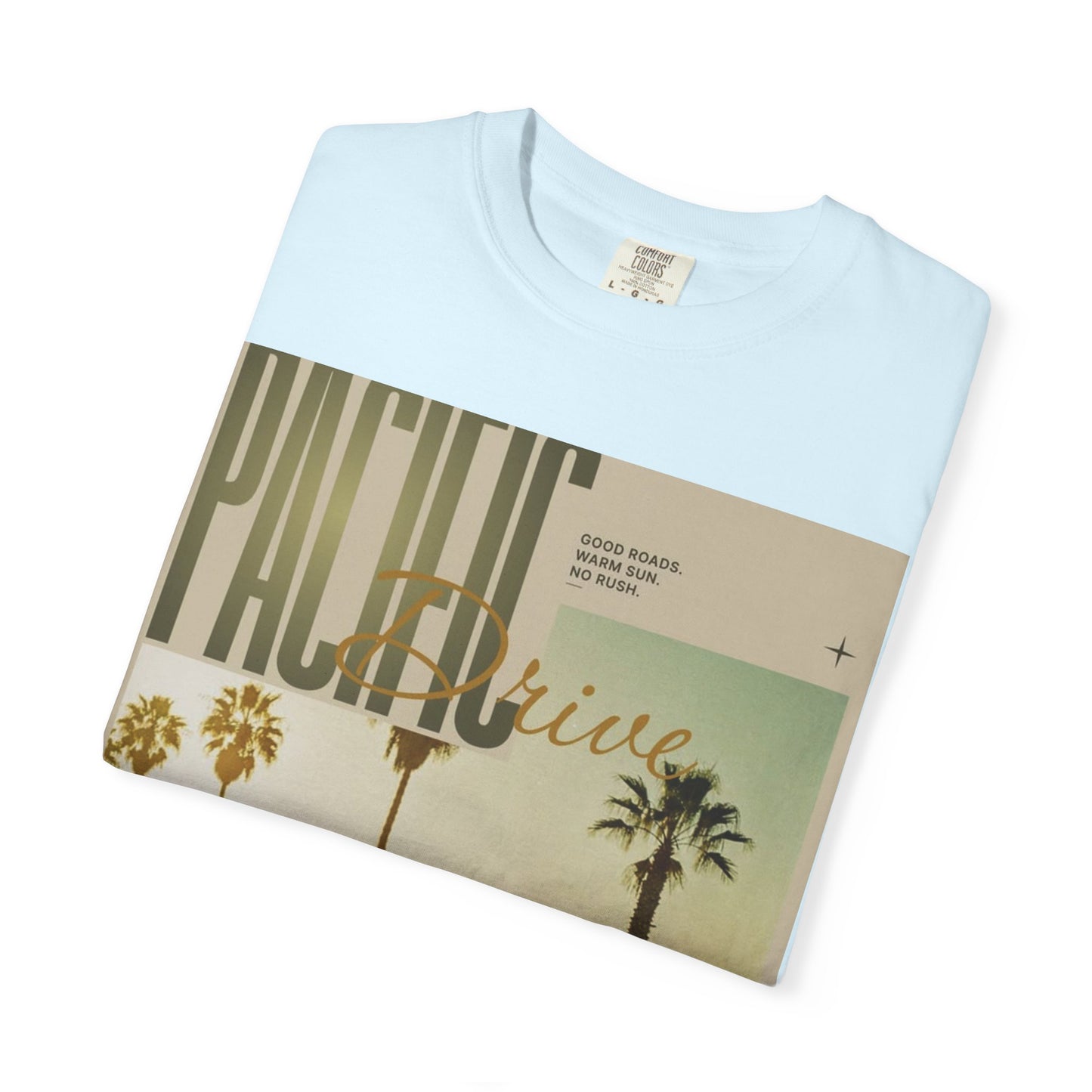 Pacific Drive Vintage Beach T-Shirt – Sunset Palm Coastal Graphic Tee