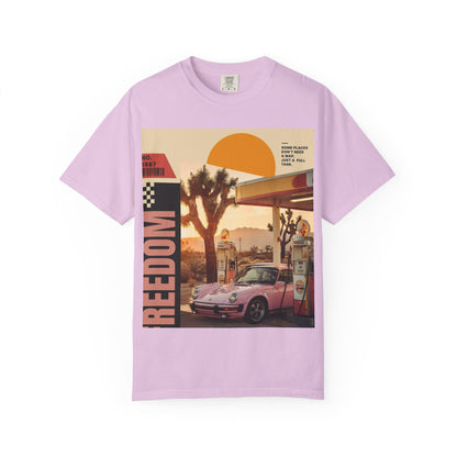 Freedom Road T-Shirt — Retro Desert Sunset Vintage Car Graphic
