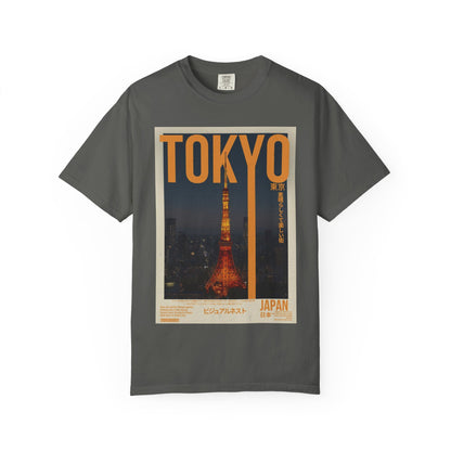 Tokyo Nightscape Graphic T-Shirt — Vintage Japan Tower Travel Poster Tee
