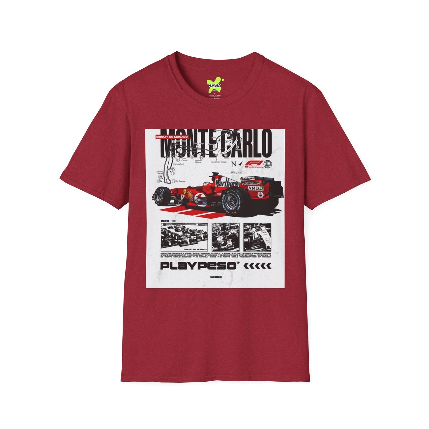 Monte Carlo Racing Graphic T-Shirt - Unisex Softstyle Tee for Car Enthusiasts