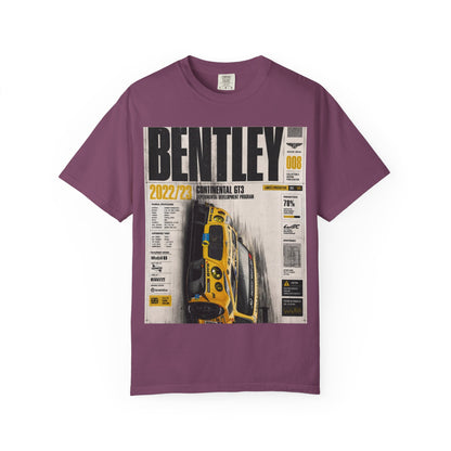 Bentley Continental GT Newspaper Graphic T‑Shirt — Vintage Racing Poster Tee