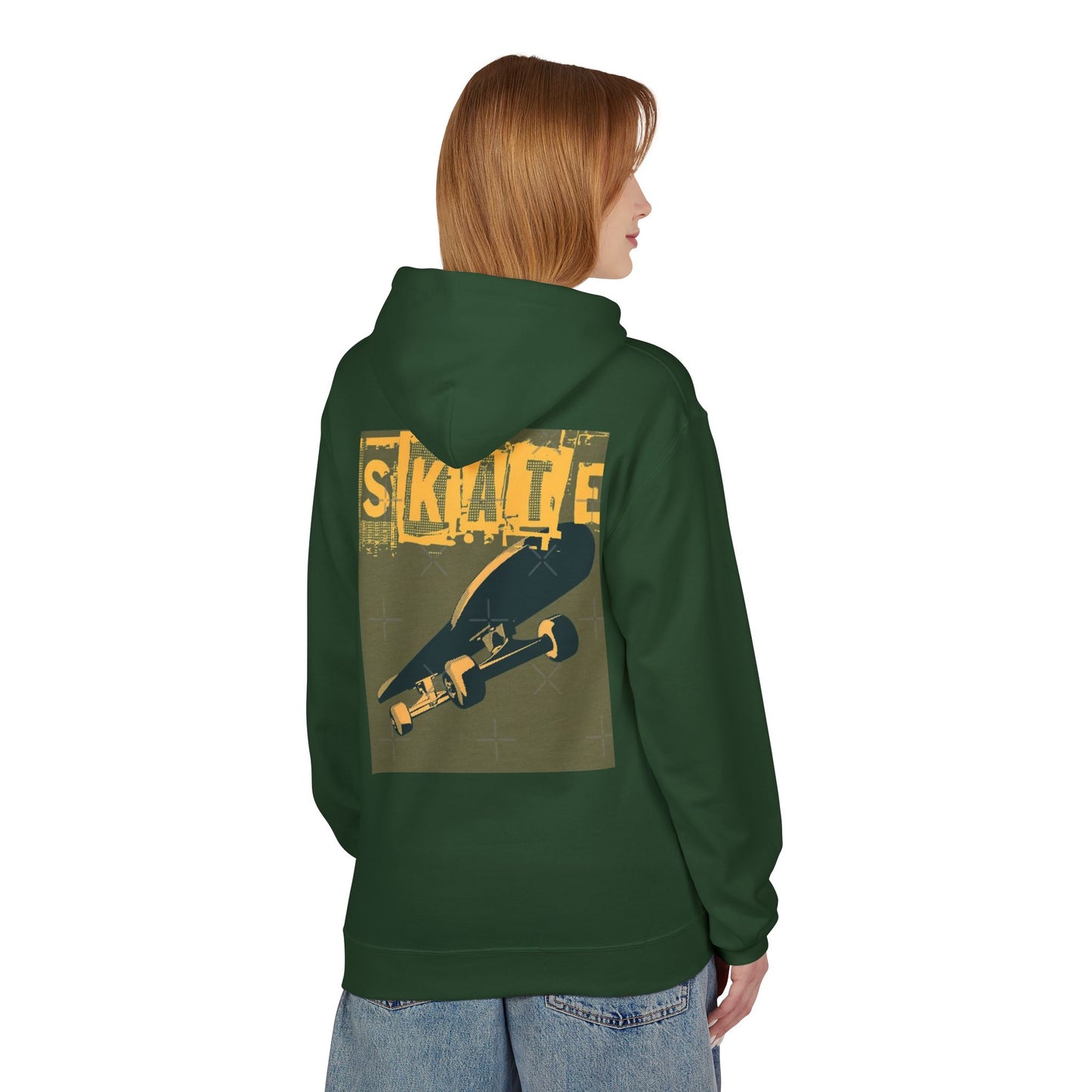Skateboard Graphic Hoodie, Unisex Fleece Hoodie, Casual Streetwear, Gift for Skate Lovers, Cool Layer for Every Occasion
