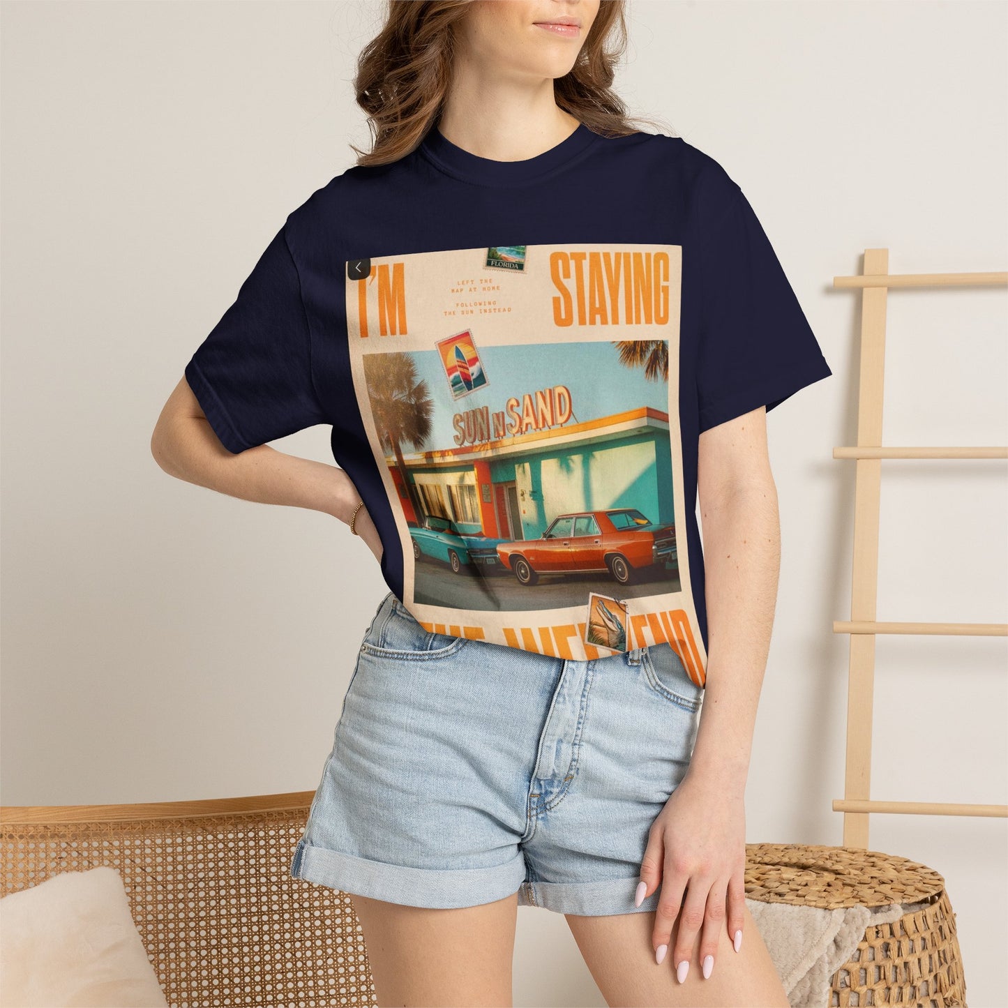 Weekend Staycation Vintage T-Shirt — "I'm Staying the Weekend" Retro Diner Design