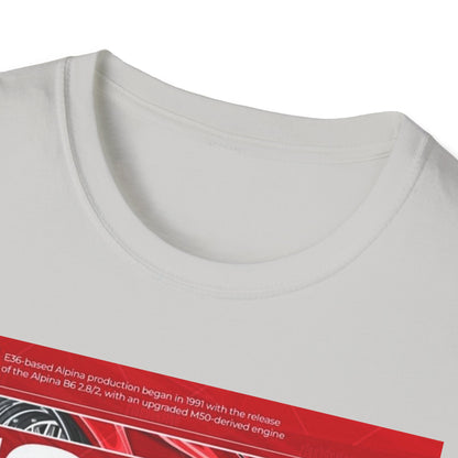 BMW E36 Graphic Unisex Softstyle T-Shirt, Car Enthusiast Tee, Vintage Auto Shirt, Gift for Him, Racing Apparel, Automotive Fashion