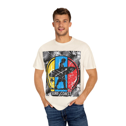 Surf Coast Unisex Garment-Dyed T-shirt - Retro Beach Vibes, Summer Essential, Surfing Gift, Casual Wear, Vacation Style