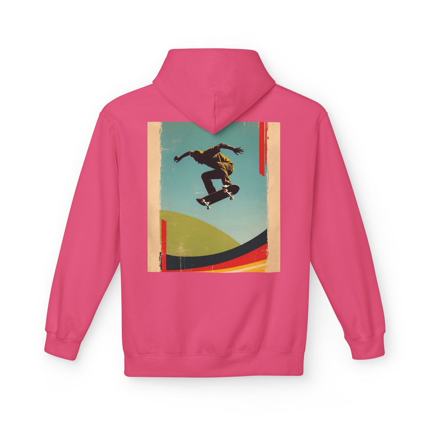 Retro Skateboarder Fleece Hoodie - Unisex Softstyle Pullover