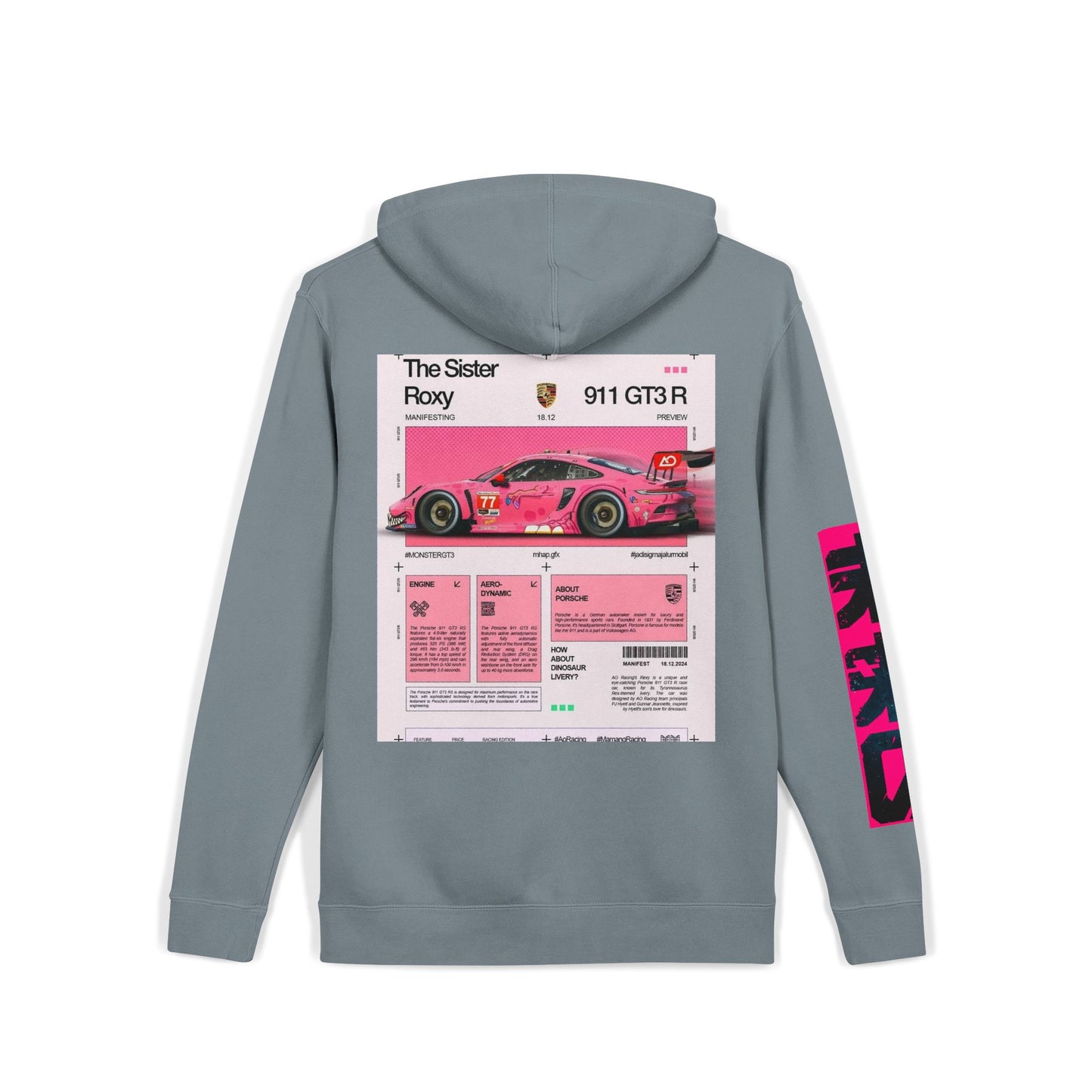 Pigment-Dyed Hoodie — Retro Racing Car Graphic ("911 GT3R")