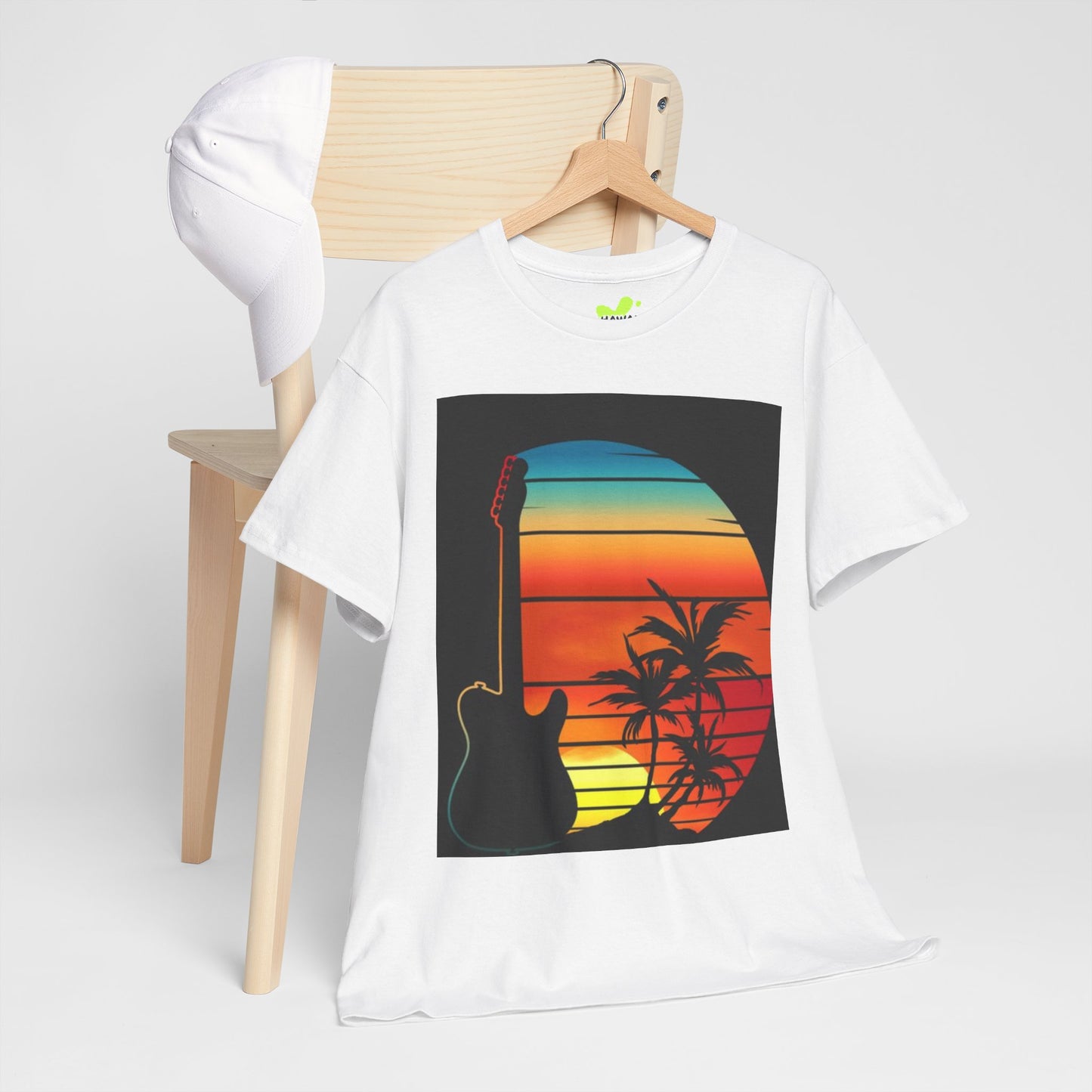 Sunset Guitar Vibe Unisex Heavy Cotton Tee