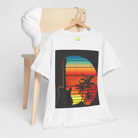 Sunset Guitar Vibe Unisex Heavy Cotton Tee
