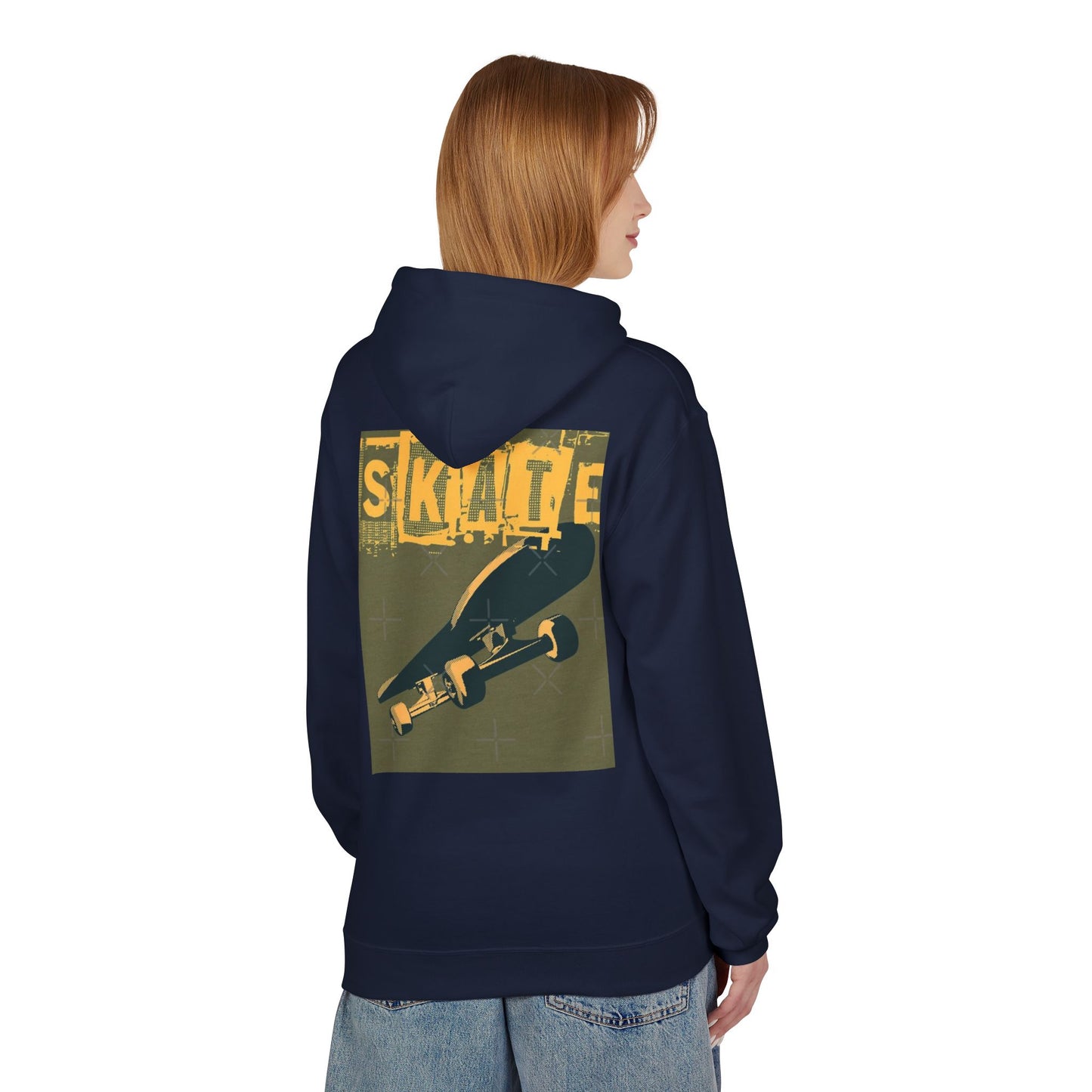 Skateboard Graphic Hoodie, Unisex Fleece Hoodie, Casual Streetwear, Gift for Skate Lovers, Cool Layer for Every Occasion