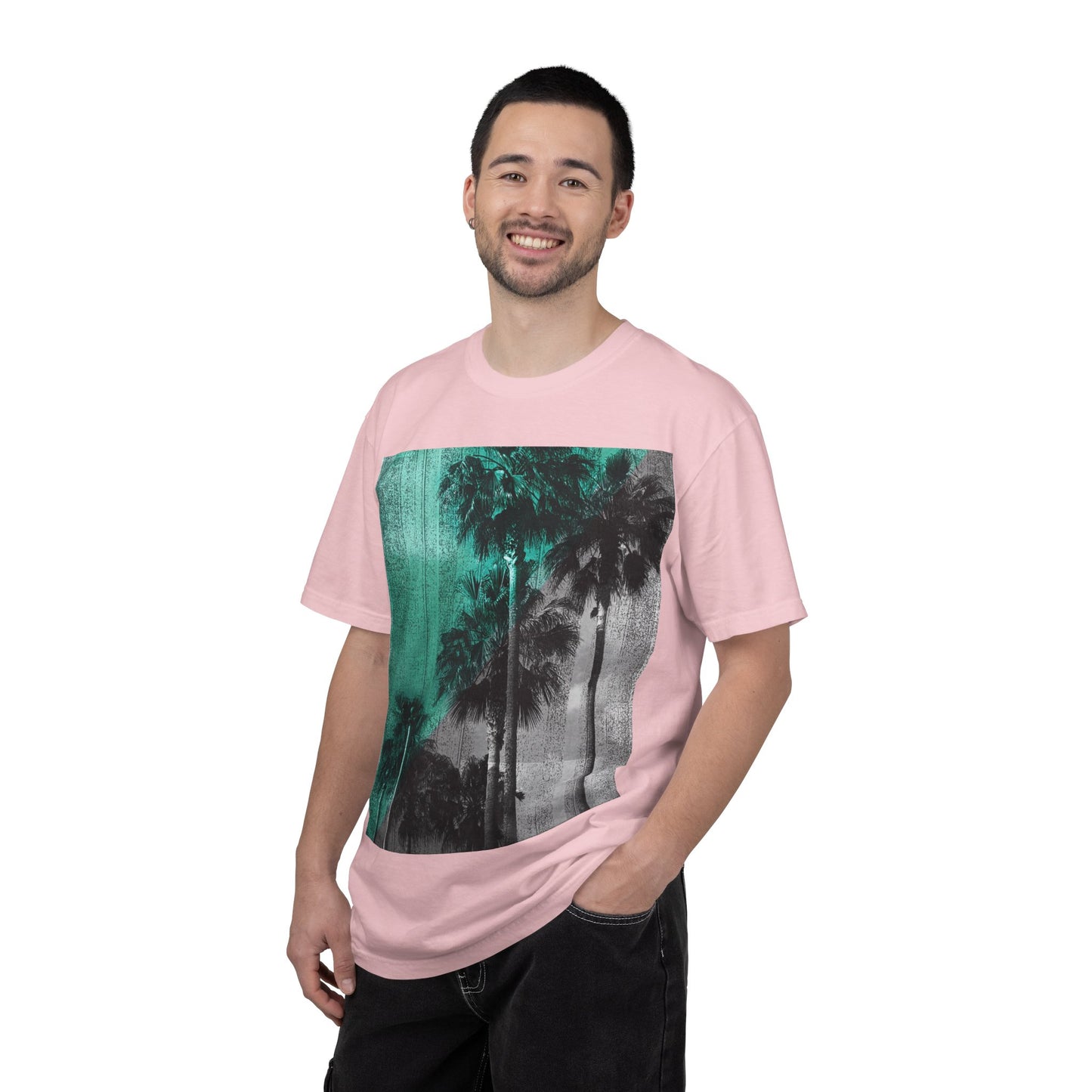 Palm Trees Photo Tee — Vintage Teal Sunset T-Shirt