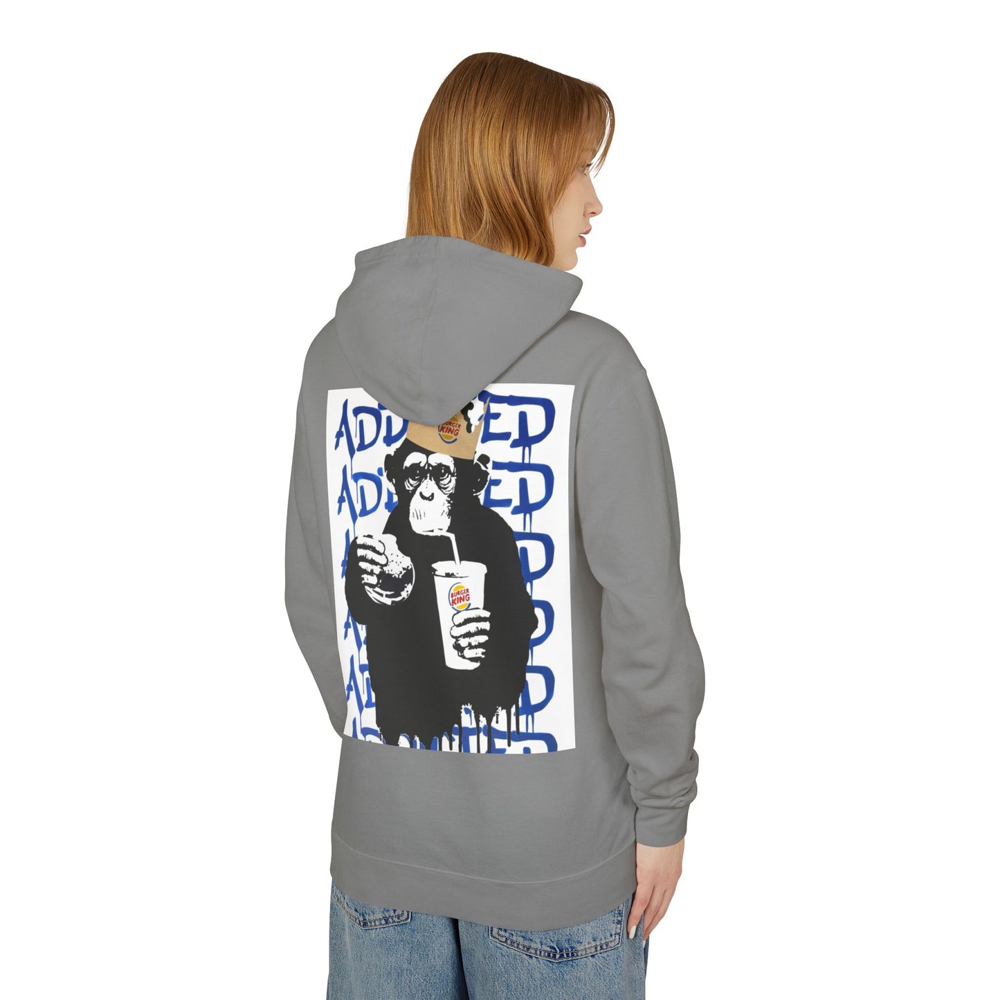 Unisex Lightweight Hooded Sweatshirt - Fun Monkey Design
