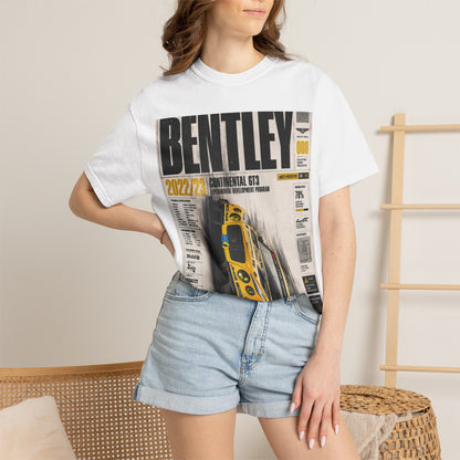 Bentley Continental GT Newspaper Graphic T‑Shirt — Vintage Racing Poster Tee