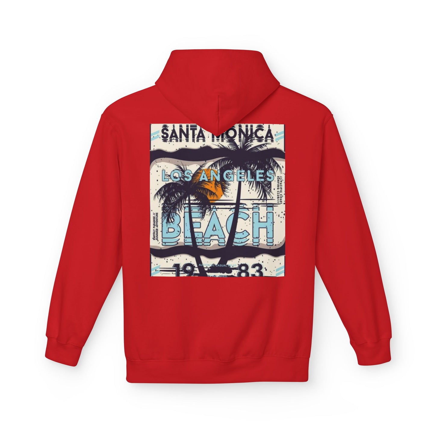 Santa Monica Beach Vintage Fleece Hoodie - Unisex, Cozy Casual Wear, Perfect for Beach Lovers, Summer Vibes, Travel Souvenir, Birthday Gift