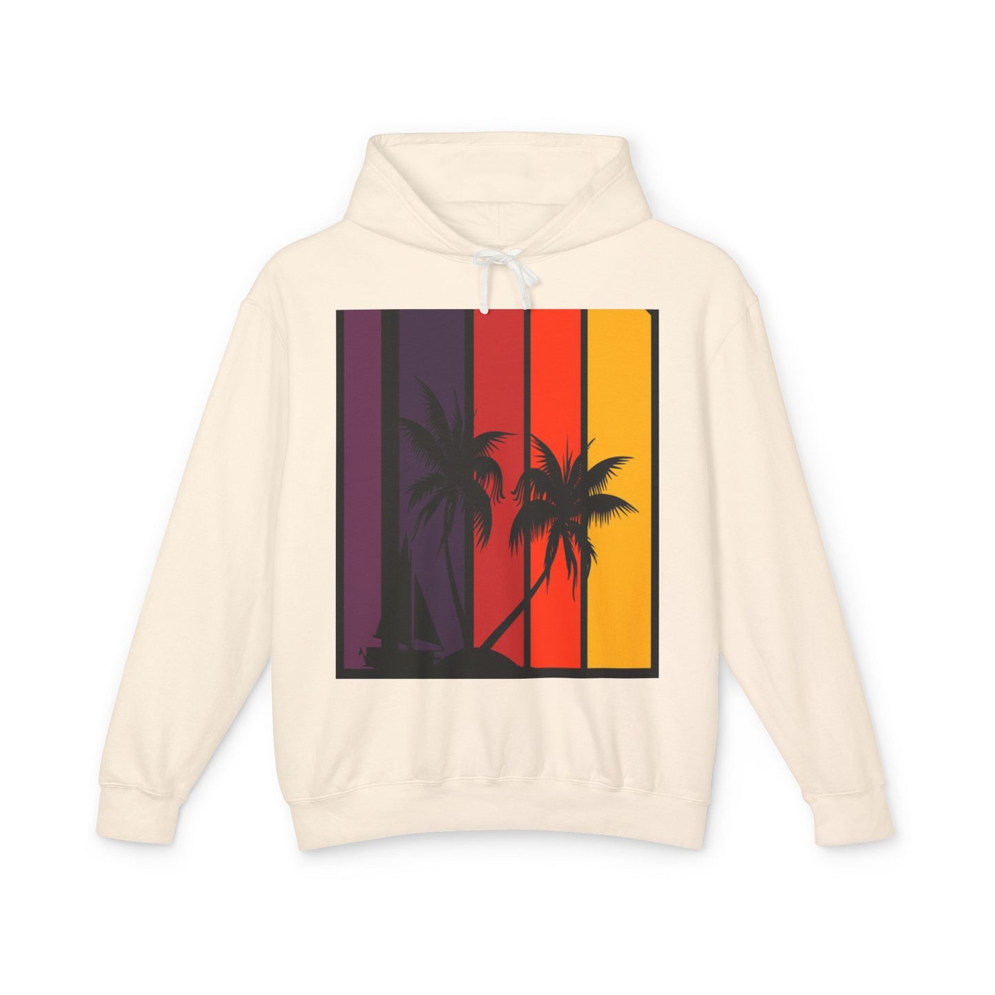 Tropical Sunset Hoodie - Unisex Lightweight Sweatshirt with Palm Tree Design