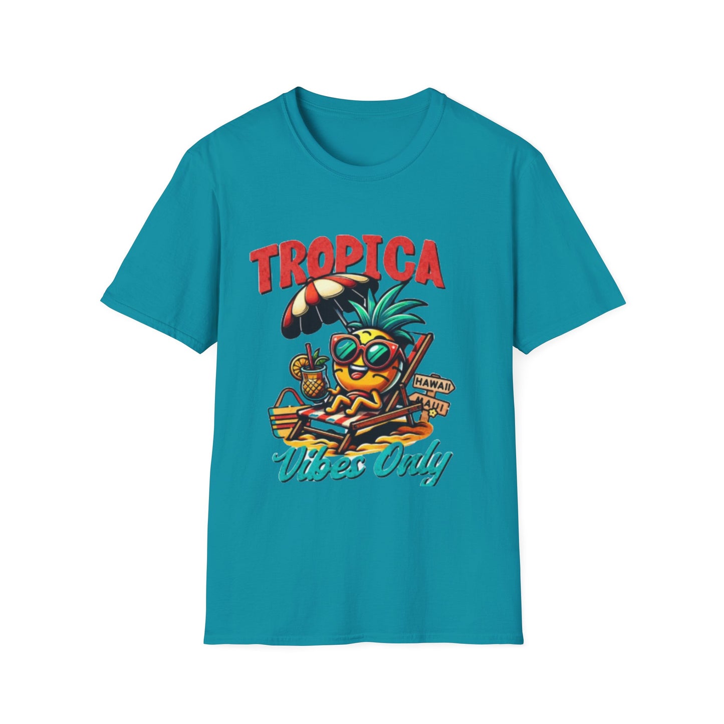 Tropical Vibes Unisex Softstyle T-Shirt - Fun Pineapple Design