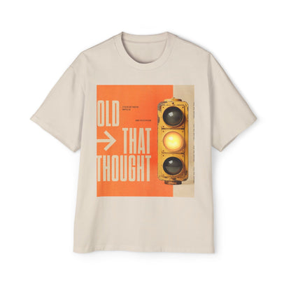 Oversized Tee — Retro Traffic Light 'Hold That Thought' Graphic