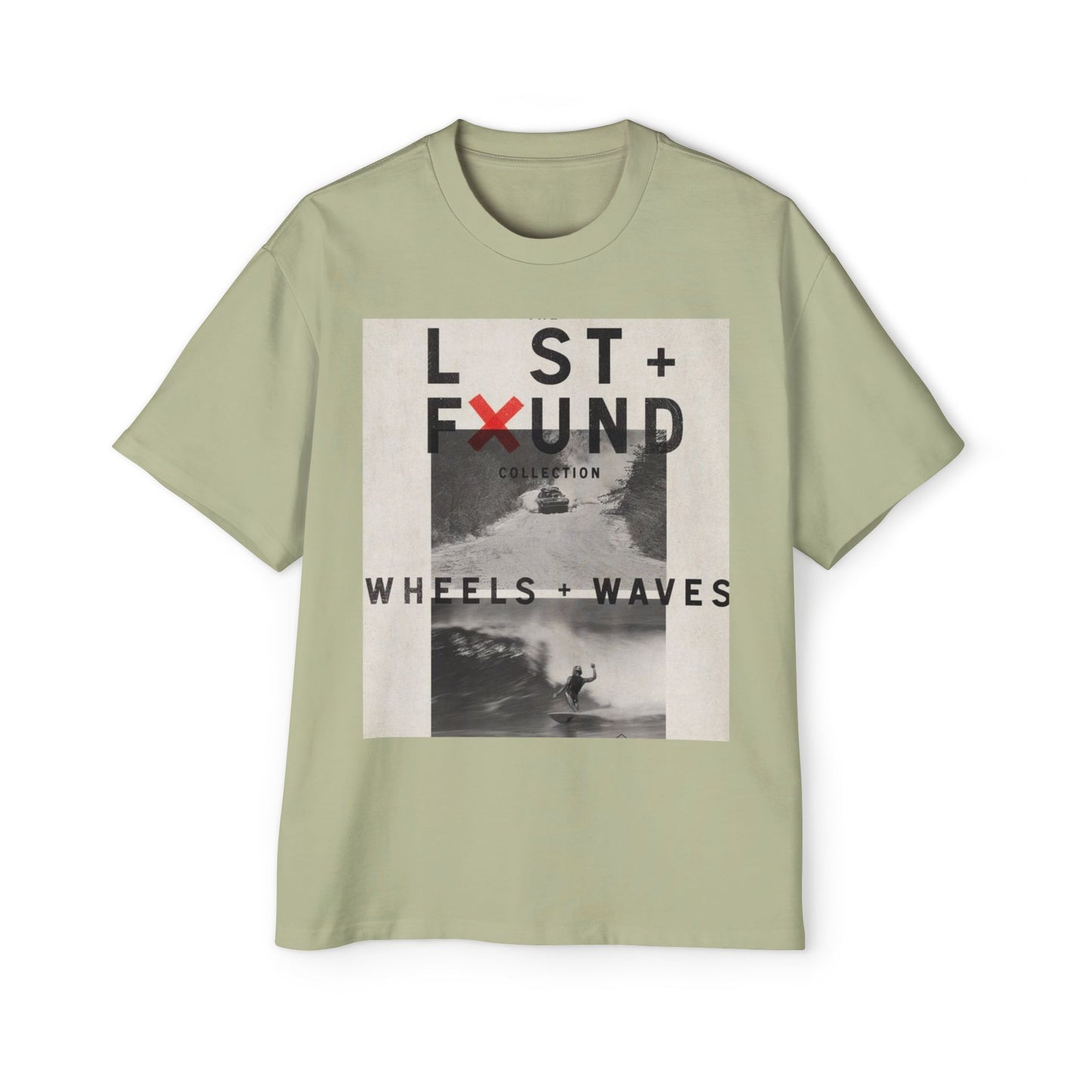 Lost & Found 'Wheels + Waves' Graphic Tee — Oversized Men's Surf Skate Shirt