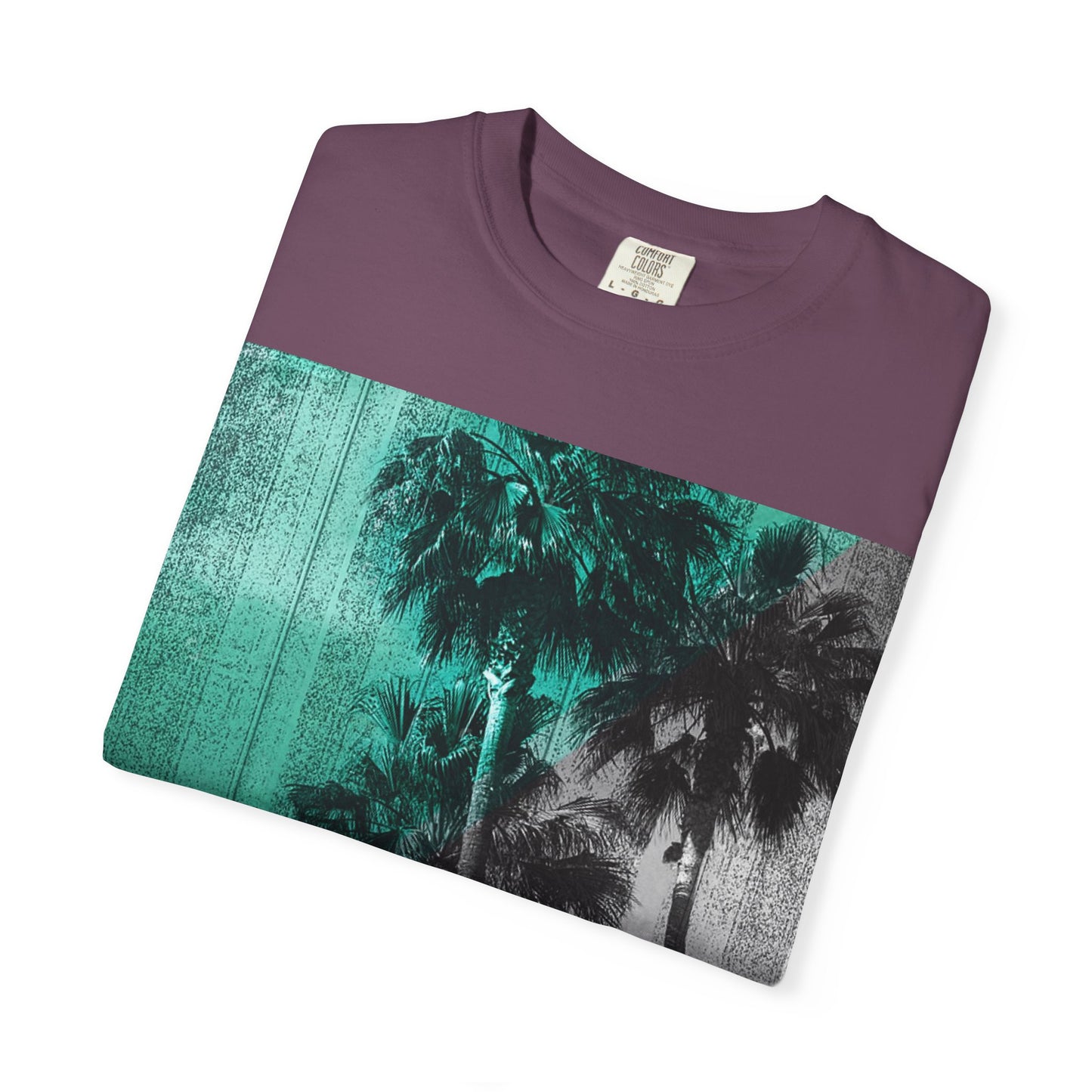 Palm Trees Photo Tee — Vintage Teal Sunset T-Shirt