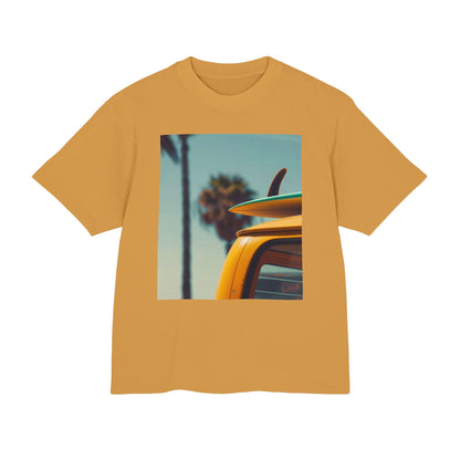 Surf Van Beach Photo Tee — Vintage Palm & Surfboard Graphic T-Shirt