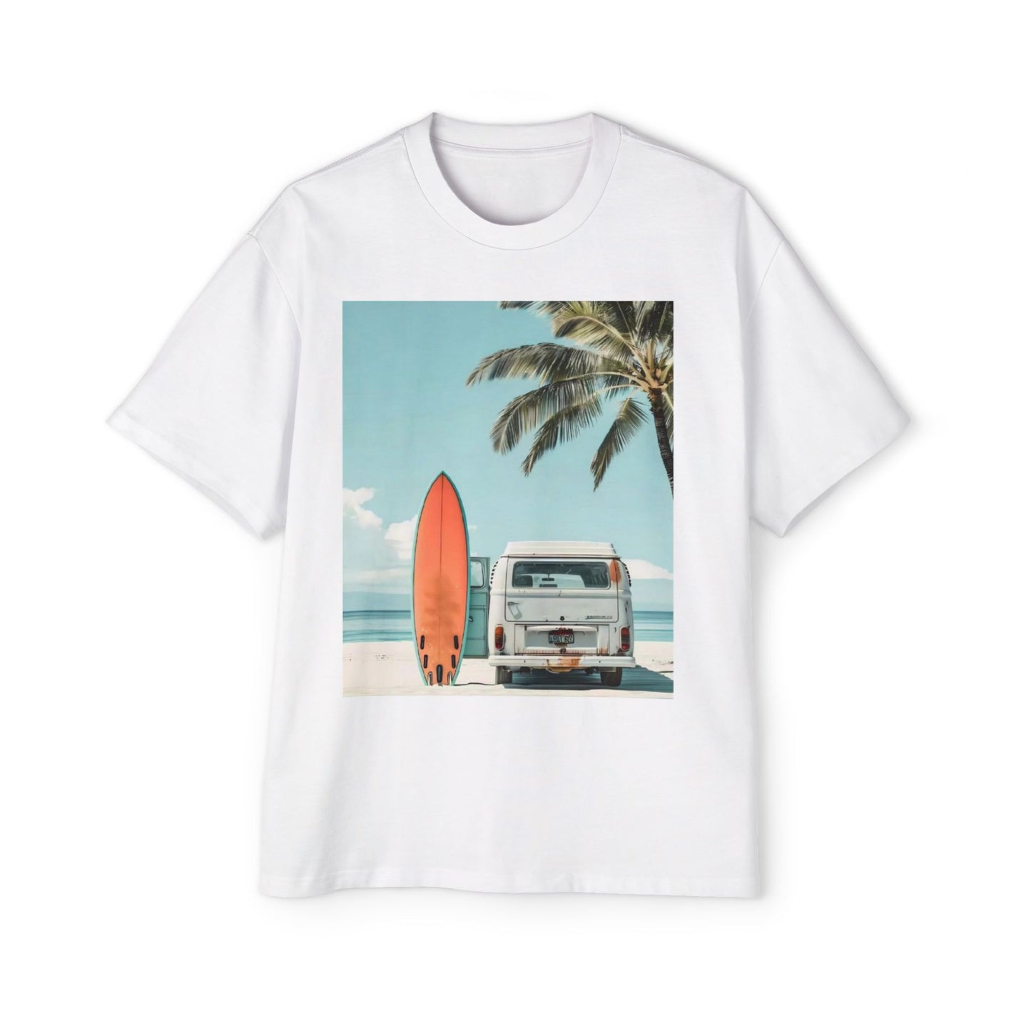 Surf Van Beach T-Shirt — Vintage Palm & Surfboard Graphic Tee