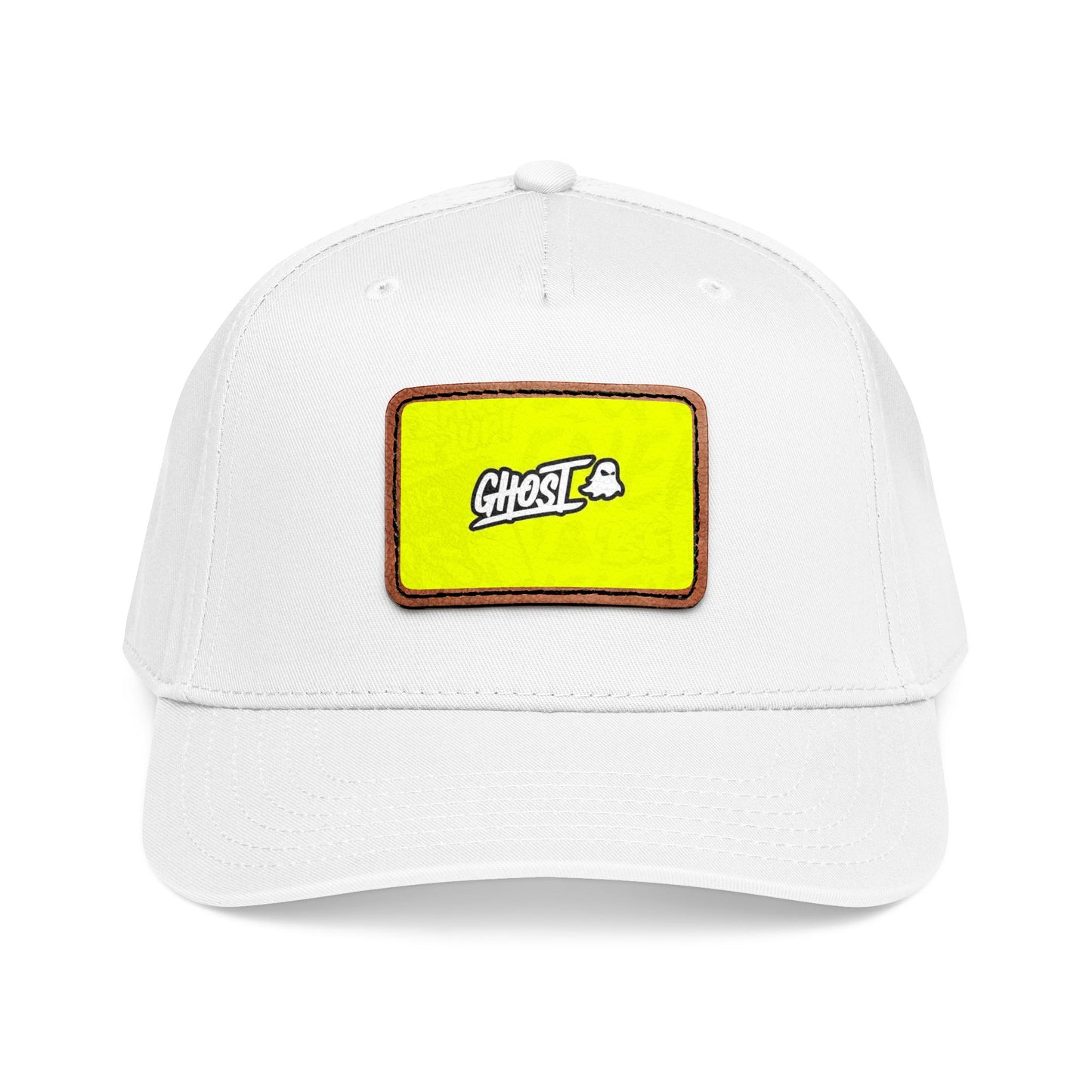 Ghost Patch Baseball Cap — Mid Profile Leather Rectangle Hat