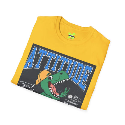 Dino Attitude T-Shirt, Fun Graphic Tee, Casual Wear, Gift for Kids, Skateboarder Shirt, Cool Dinosaur Apparel