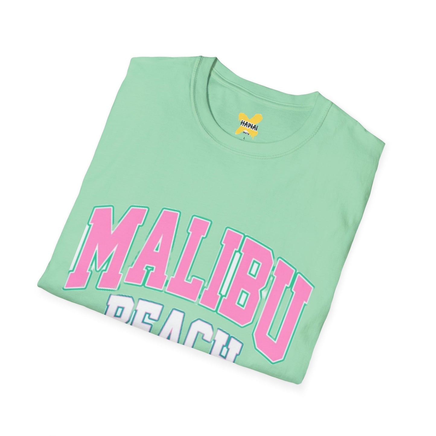 Malibu Beach Graphic T-Shirt - Unisex Softstyle Tee for Summer Vibes